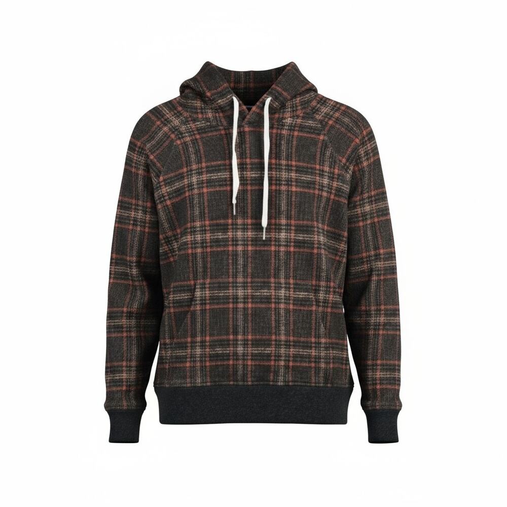 Todd Snyder Men's Brown & Rust Houndstooth/Plaid Hoodie